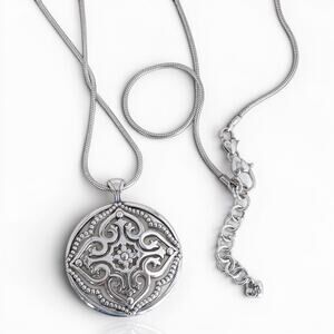 Brighton Ferrara Medallion Convertible Necklace Filigree Rhinestone 32" Retired